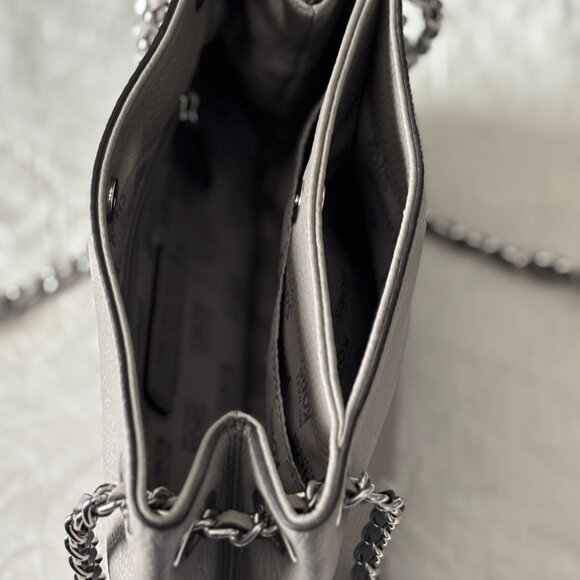 Michael Kors Jet Set Medium Chain Shoulder Bag Pebbled Leather Grey - Picture 6 of 16